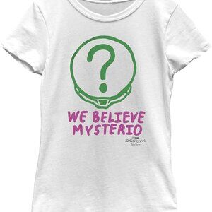 MARVEL Spider-Man No Way Home WE BELIEVE MYSTERIO S 5/6 White Girls T-Shirt NEW